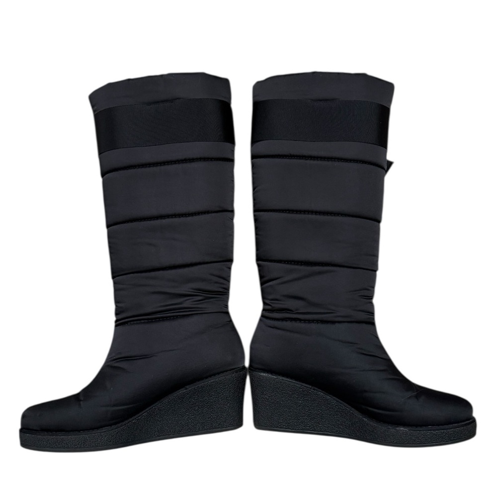 Kate Spade New York Cagney Quilted Bow Wedge Boot in Black Nylon - Picture 4 of 11